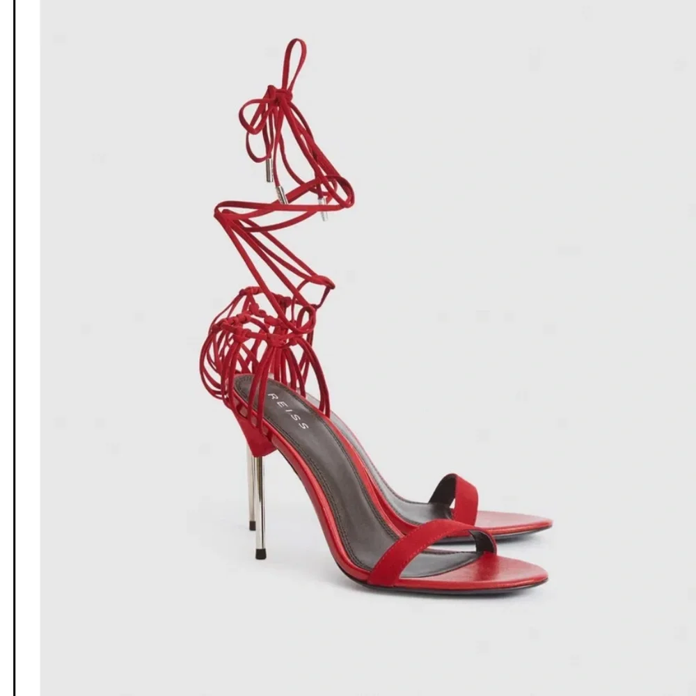 NWOB Reiss Zhane Strappy Ankle Tie in red - Picture 1 of 12